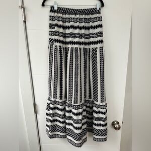 Boho Black & White Patterned Maxi Skirt